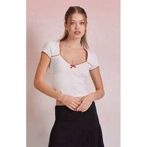 Beverly and Beck top bow accent French pointelle Med. girlypop soft girl Med.